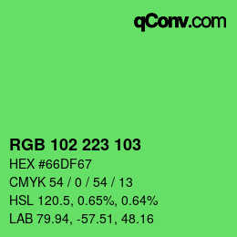 Color code: RGB 102 223 103 | qconv.com