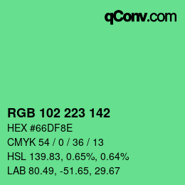 Color code: RGB 102 223 142 | qconv.com