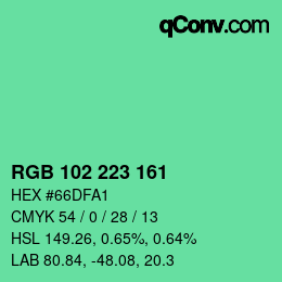 Color code: RGB 102 223 161 | qconv.com
