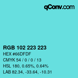 Color code: RGB 102 223 223 | qconv.com