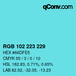 Color code: RGB 102 223 229 | qconv.com