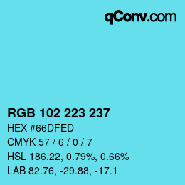Color code: RGB 102 223 237 | qconv.com