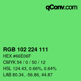 Color code: RGB 102 224 111 | qconv.com