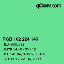 Color code: RGB 102 224 146 | qconv.com