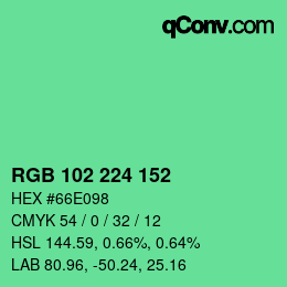 Color code: RGB 102 224 152 | qconv.com