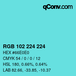 Color code: RGB 102 224 224 | qconv.com