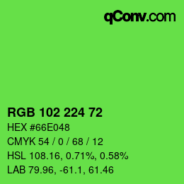 Color code: RGB 102 224 72 | qconv.com