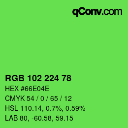 Color code: RGB 102 224 78 | qconv.com