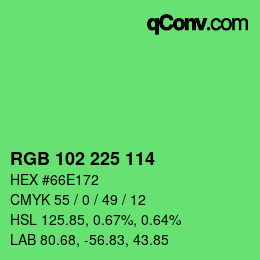 Color code: RGB 102 225 114 | qconv.com