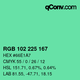 Color code: RGB 102 225 167 | qconv.com