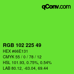 Color code: RGB 102 225 49 | qconv.com