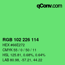 Color code: RGB 102 226 114 | qconv.com