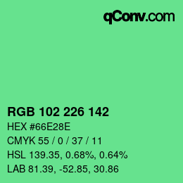 Color code: RGB 102 226 142 | qconv.com