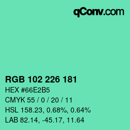 Color code: RGB 102 226 181 | qconv.com