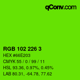 Color code: RGB 102 226 3 | qconv.com