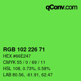 Color code: RGB 102 226 71 | qconv.com