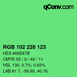 Color code: RGB 102 228 123 | qconv.com