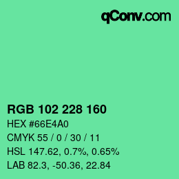 Color code: RGB 102 228 160 | qconv.com