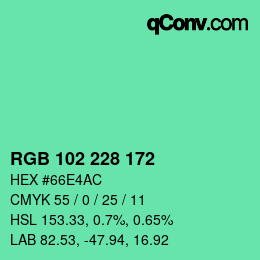 Color code: RGB 102 228 172 | qconv.com