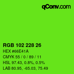 Color code: RGB 102 228 26 | qconv.com