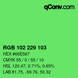 Color code: RGB 102 229 103 | qconv.com