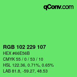 Color code: RGB 102 229 107 | qconv.com