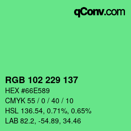 Color code: RGB 102 229 137 | qconv.com