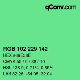Color code: RGB 102 229 142 | qconv.com