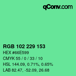 Color code: RGB 102 229 153 | qconv.com