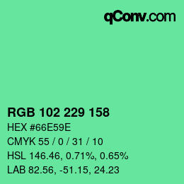 Color code: RGB 102 229 158 | qconv.com