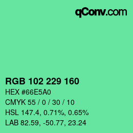 Color code: RGB 102 229 160 | qconv.com