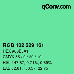 Color code: RGB 102 229 161 | qconv.com