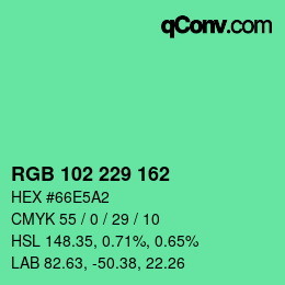 Farbcode: RGB 102 229 162 | qconv.com