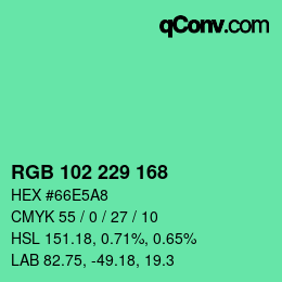 Color code: RGB 102 229 168 | qconv.com