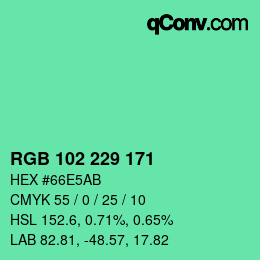 Color code: RGB 102 229 171 | qconv.com