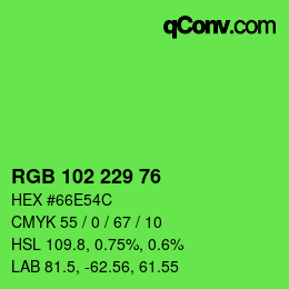 Color code: RGB 102 229 76 | qconv.com