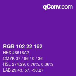 Color code: RGB 102 22 162 | qconv.com