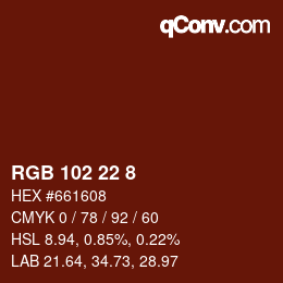 カラーコード: RGB 102 22 8 | qconv.com