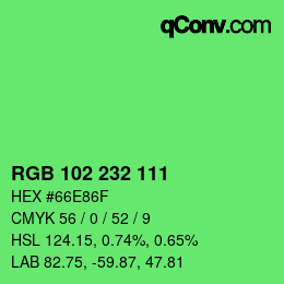 Color code: RGB 102 232 111 | qconv.com