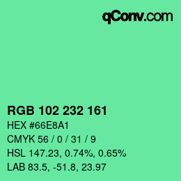 Color code: RGB 102 232 161 | qconv.com