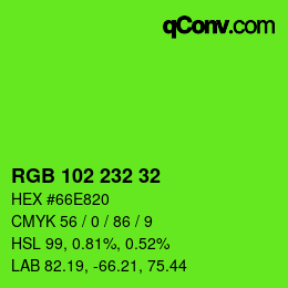 Color code: RGB 102 232 32 | qconv.com