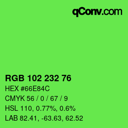 Color code: RGB 102 232 76 | qconv.com