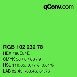Color code: RGB 102 232 78 | qconv.com