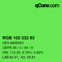 Color code: RGB 102 232 83 | qconv.com