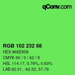 Color code: RGB 102 232 88 | qconv.com