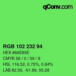 Color code: RGB 102 232 94 | qconv.com