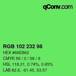 Color code: RGB 102 232 98 | qconv.com