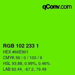 Color code: RGB 102 233 1 | qconv.com