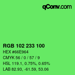 Color code: RGB 102 233 100 | qconv.com