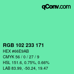 Color code: RGB 102 233 171 | qconv.com